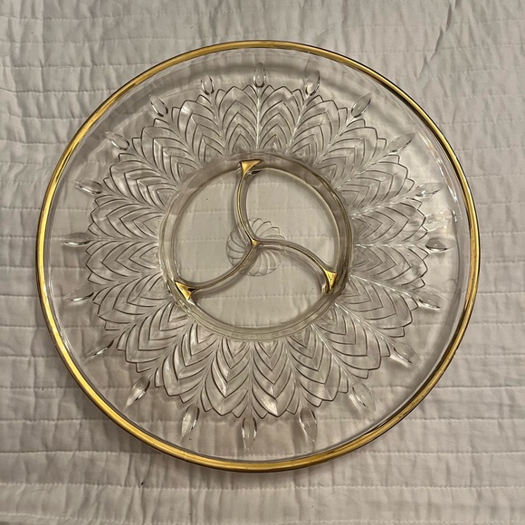1950s gold trim jeanette serving platter
